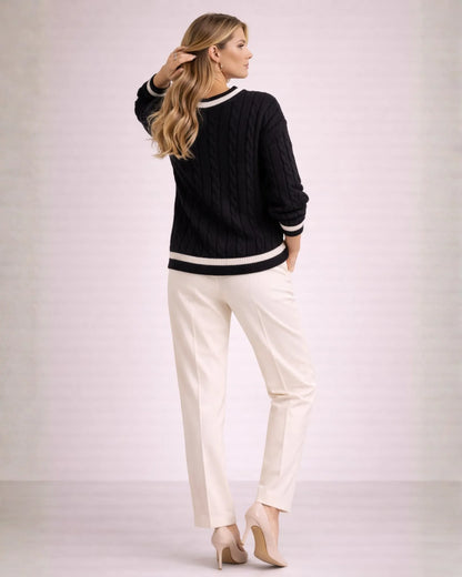Cable Knit V-Neck Sweater