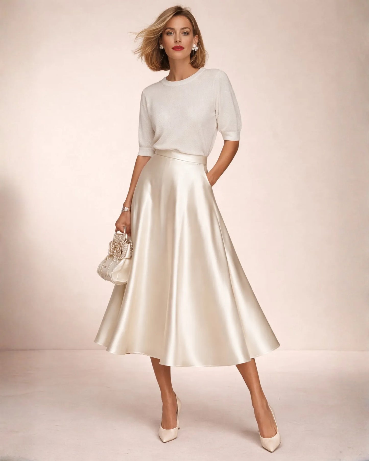Satin Midi Skirt