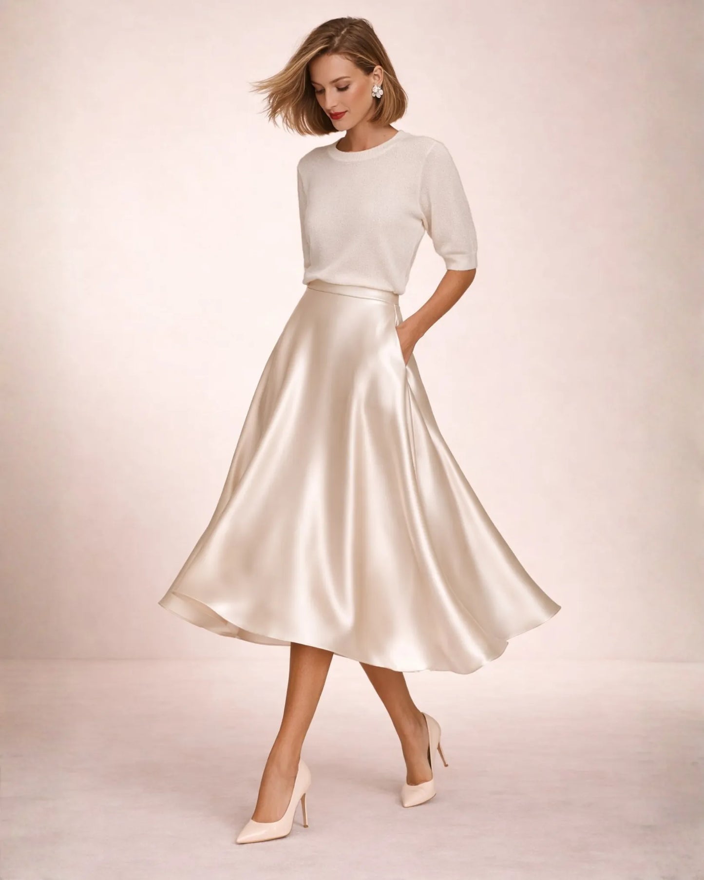Satin Midi Skirt