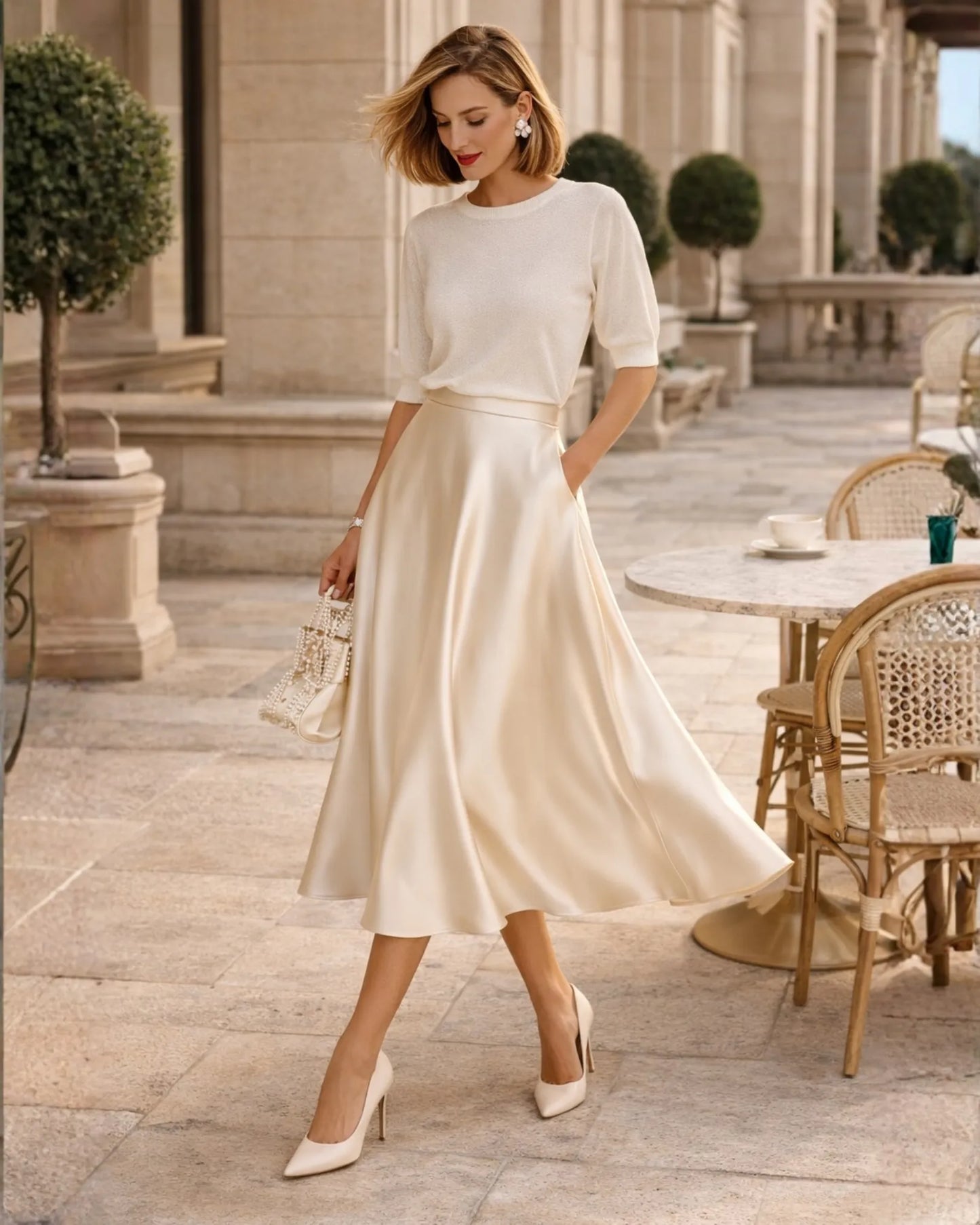 Satin Midi Skirt