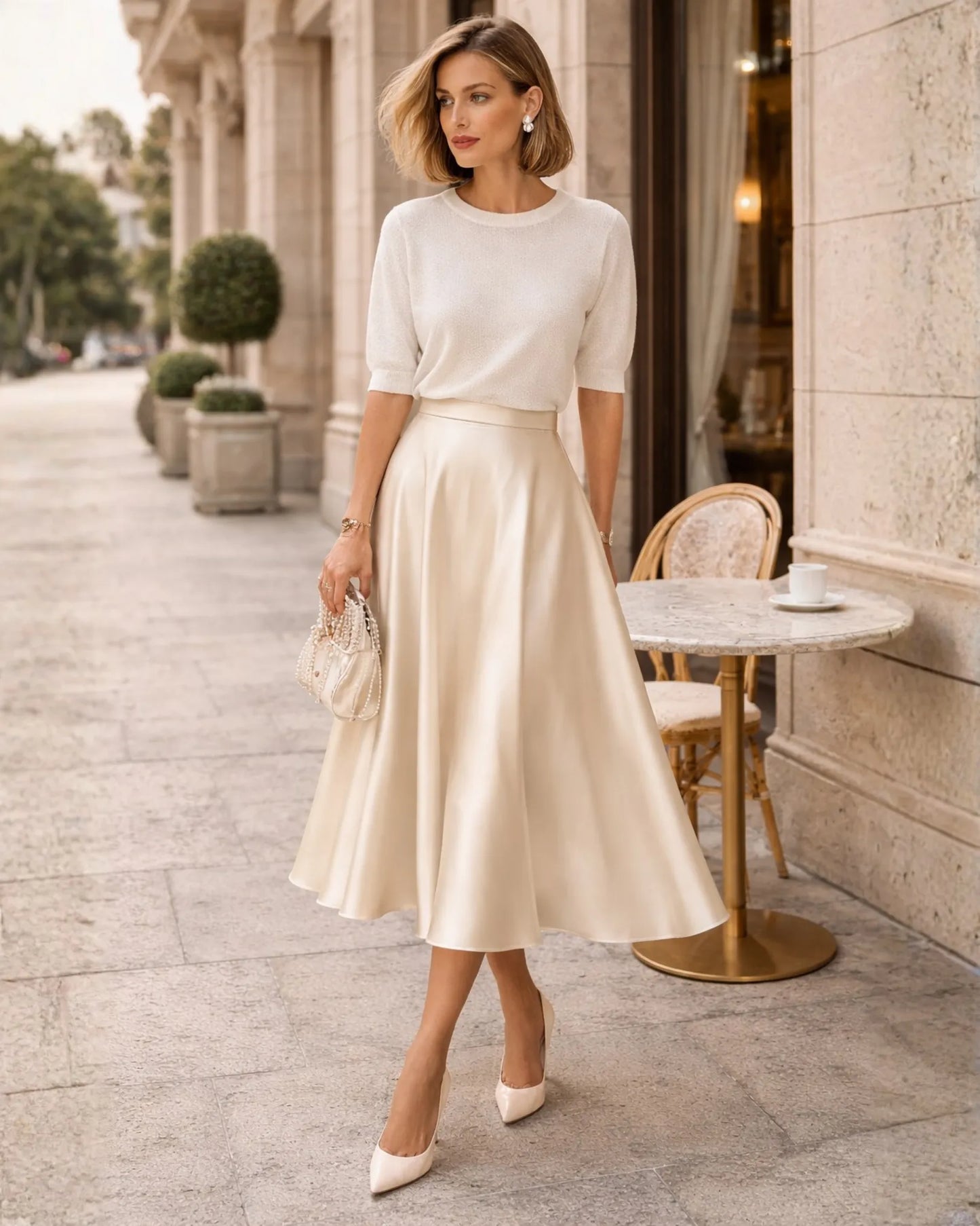 Satin Midi Skirt