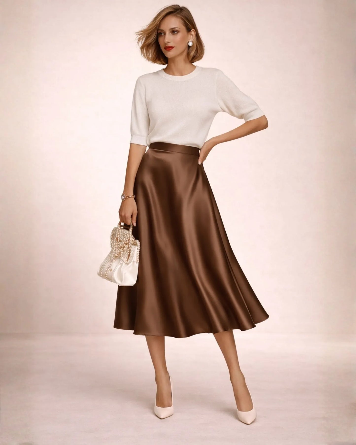 Satin Midi Skirt