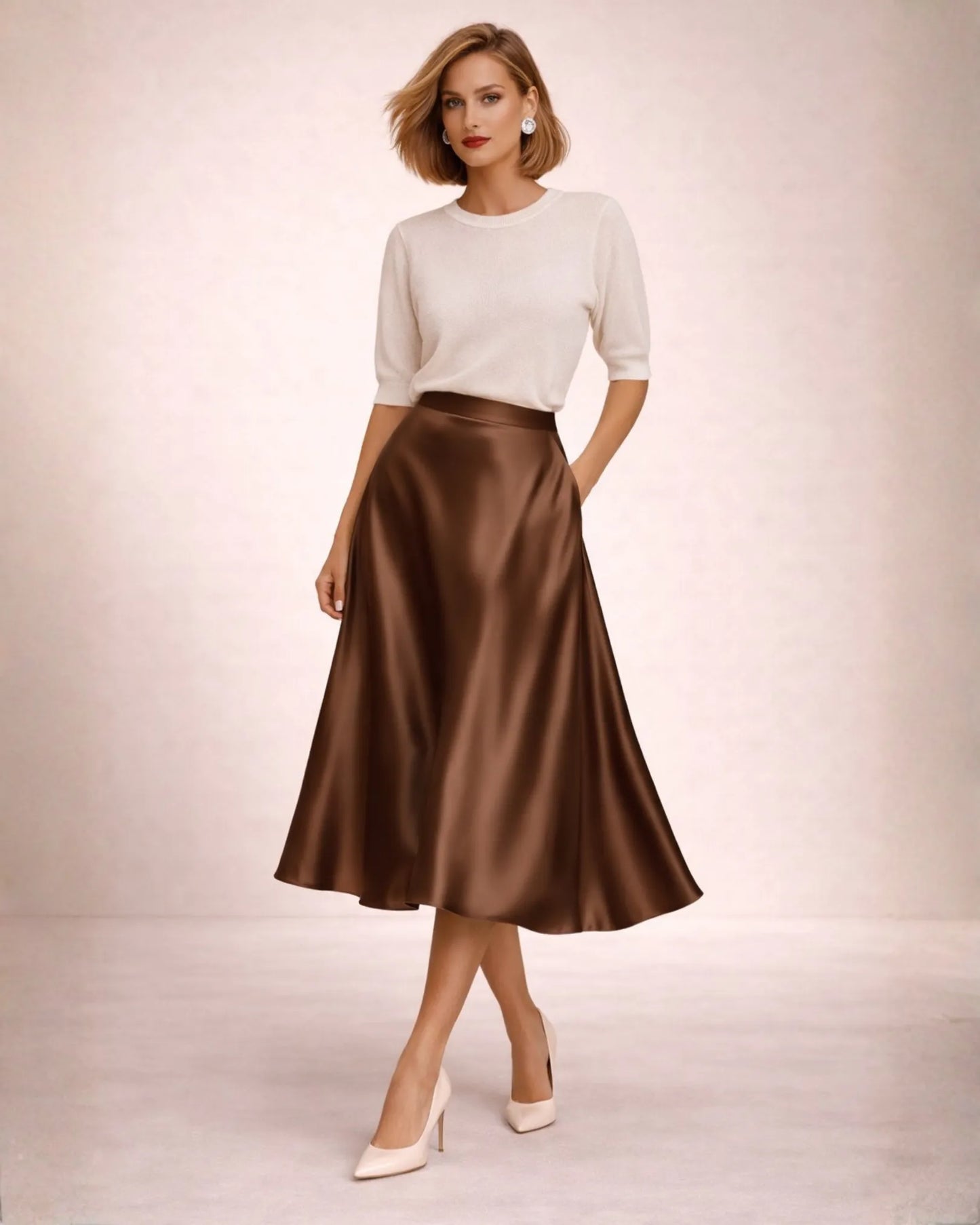 Satin Midi Skirt