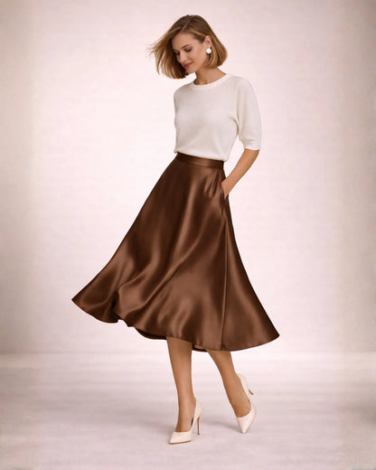 Satin Midi Skirt
