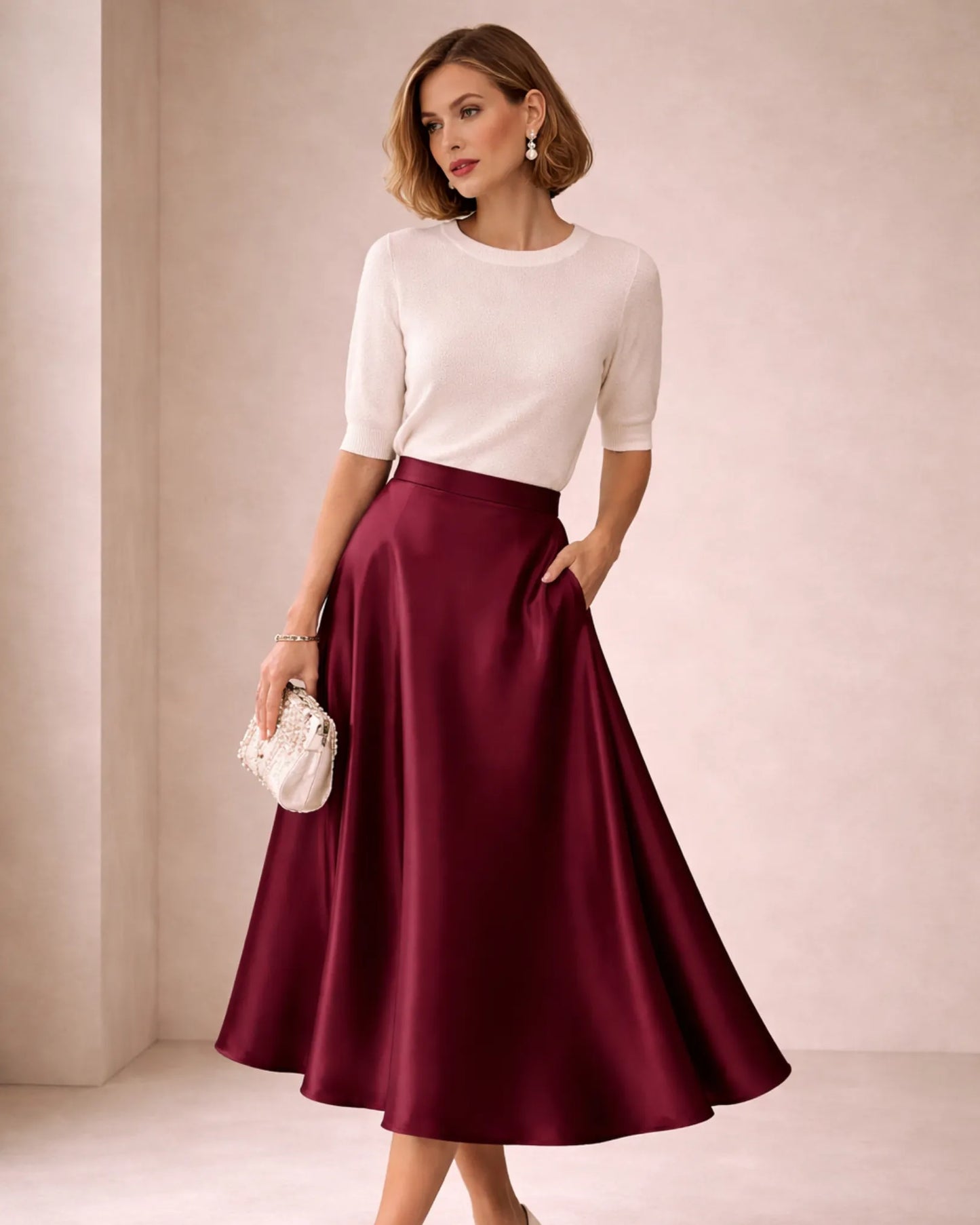 Satin Midi Skirt