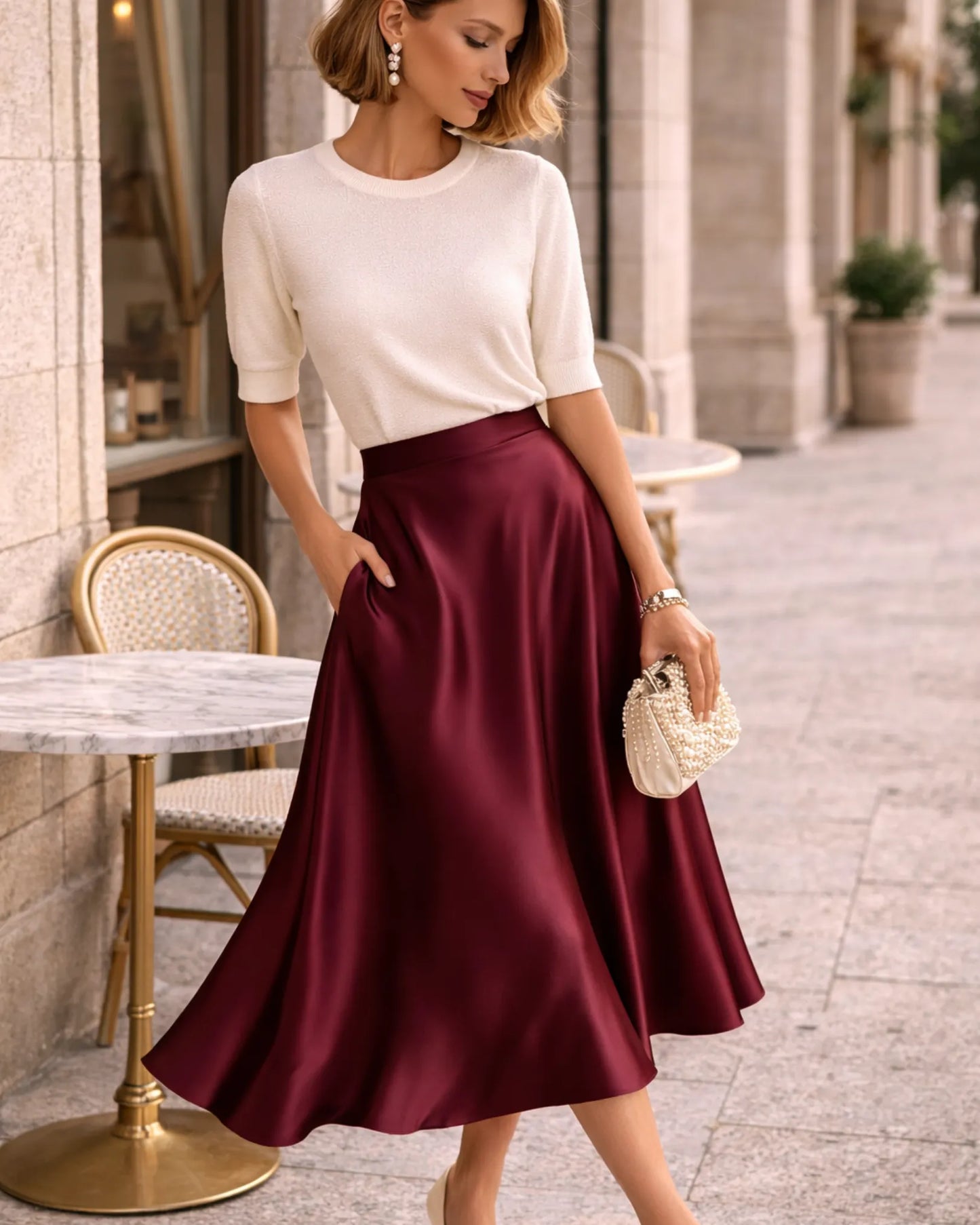 Satin Midi Skirt