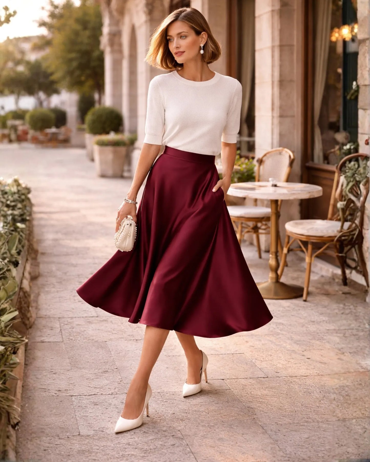 Satin Midi Skirt