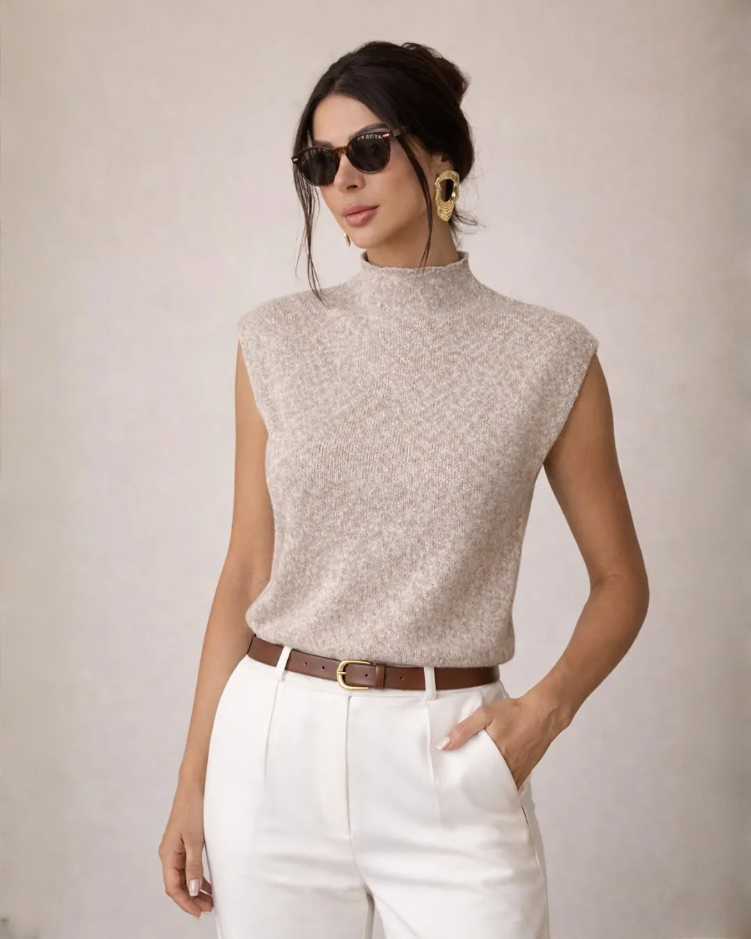 Mock-Neck Knit Vest