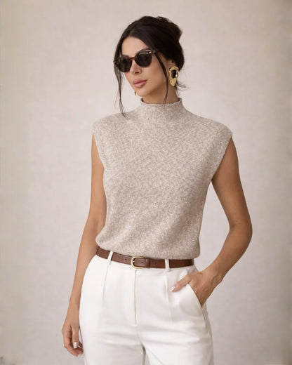 Mock-Neck Knit Vest
