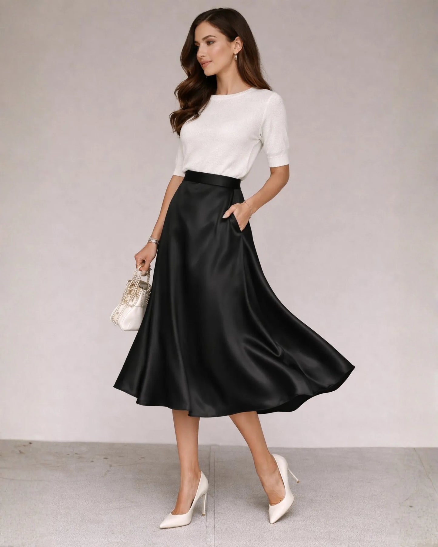 Satin Midi Skirt