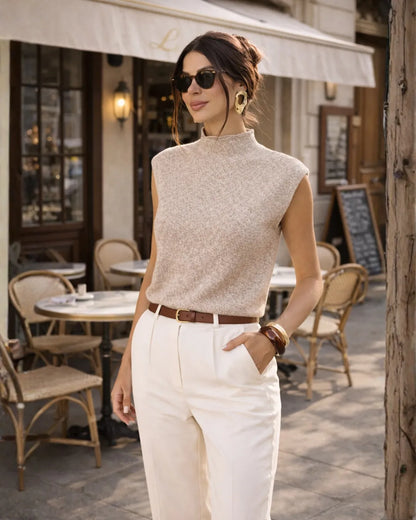 Mock-Neck Knit Vest