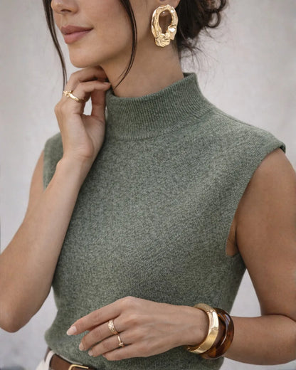 Mock-Neck Knit Vest