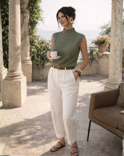 Mock-Neck Knit Vest