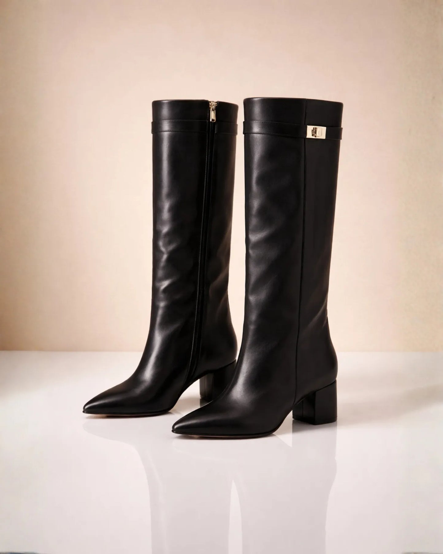 Leather Knee-High Boots