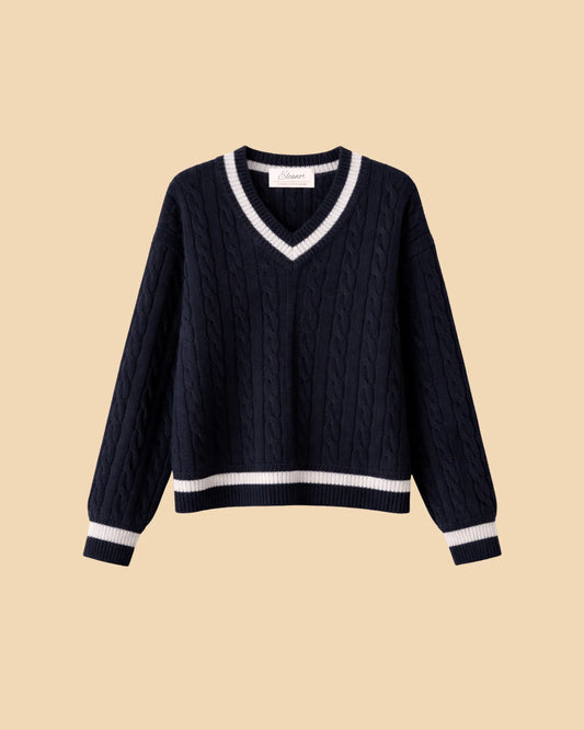 Cable Knit V-Neck Sweater