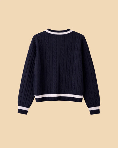 Cable Knit V-Neck Sweater