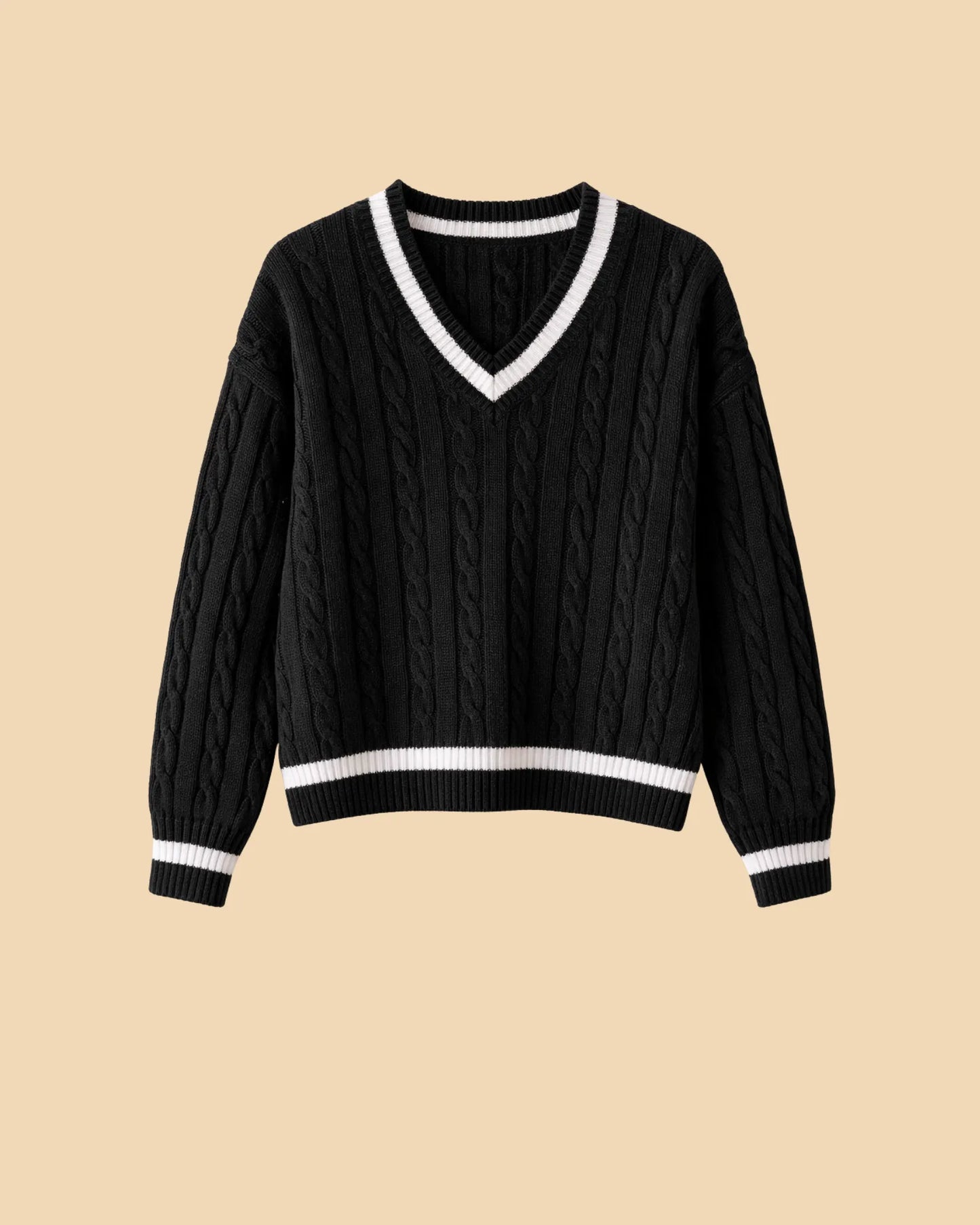 Cable Knit V-Neck Sweater