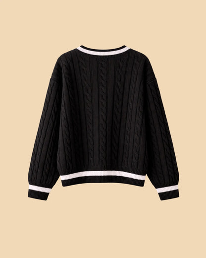 Cable Knit V-Neck Sweater