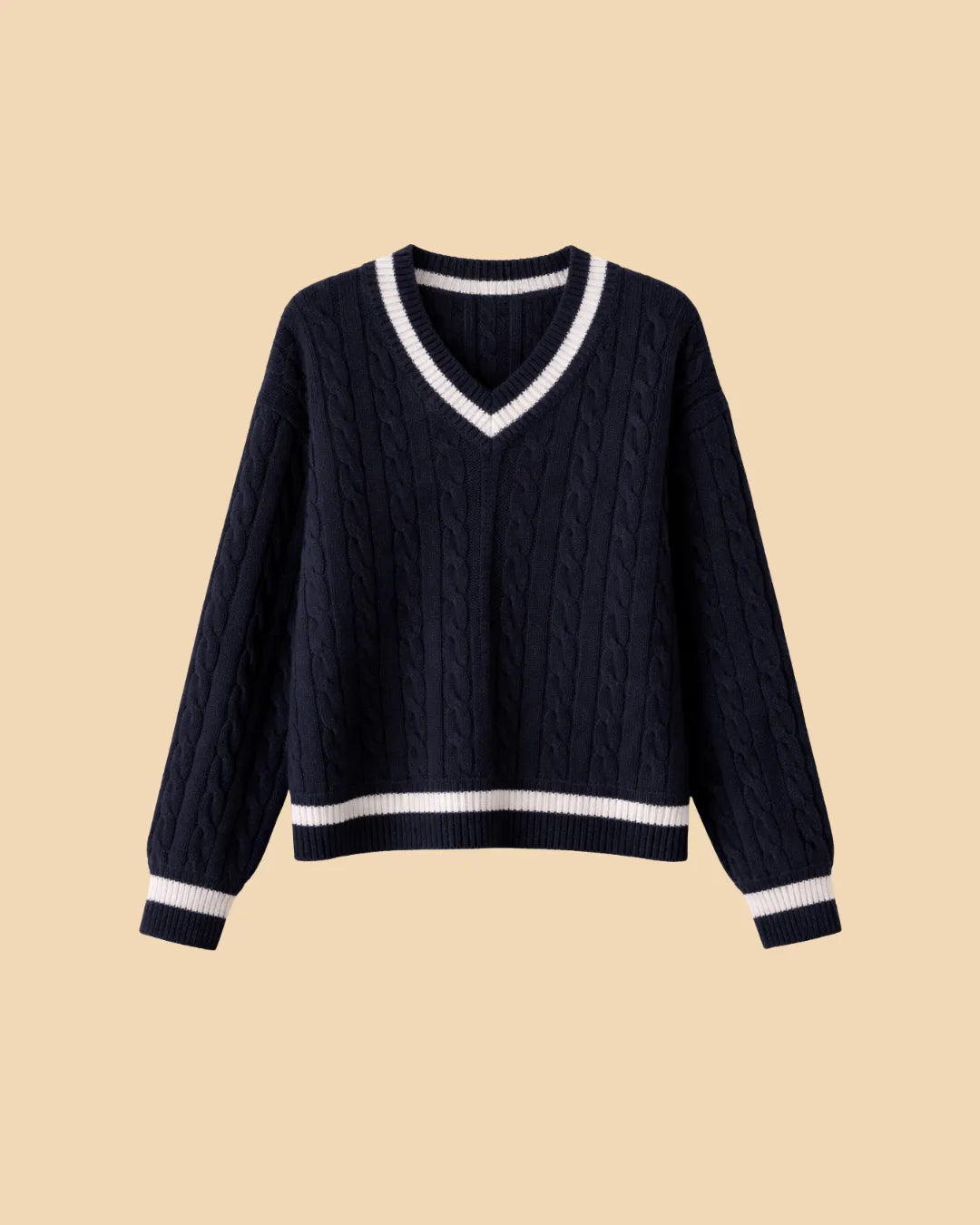 Cable Knit V-Neck Sweater