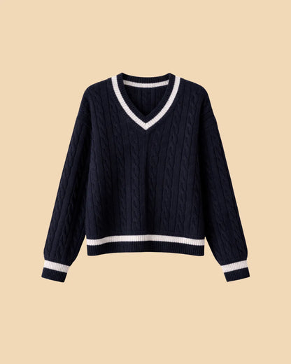 Cable Knit V-Neck Sweater