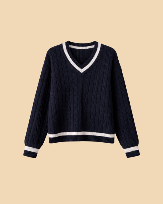 Cable Knit V-Neck Sweater